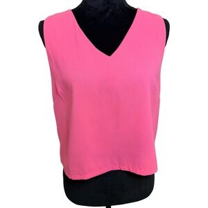 Karlie | Pink V-Neck Sleeveless Crop Blouse